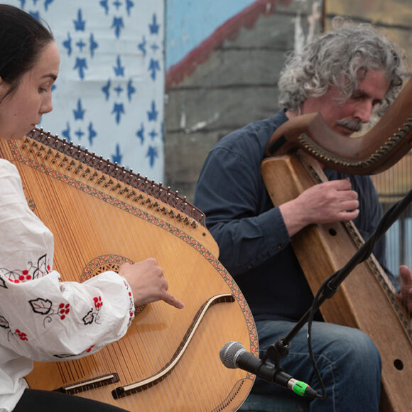 Traditional harps from Ireland and Ukraine