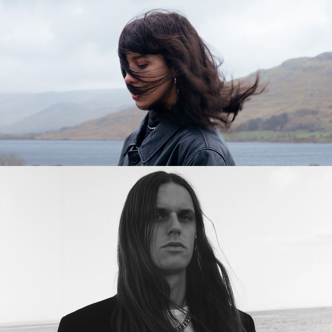 Two cropped photos of people in nature.